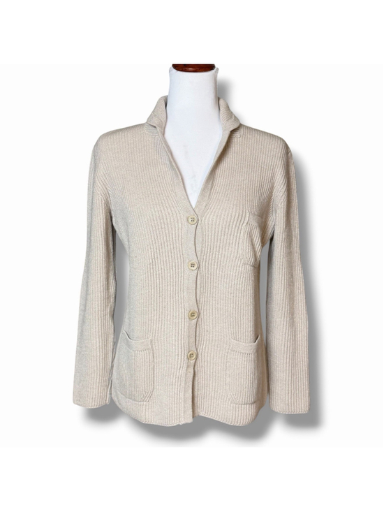 Amina Rubinacci Sweaters - Amina Rubinacci Napoli Cashmere Cotton Ribbed Sweater Cardigan 44/M Beige *READ*